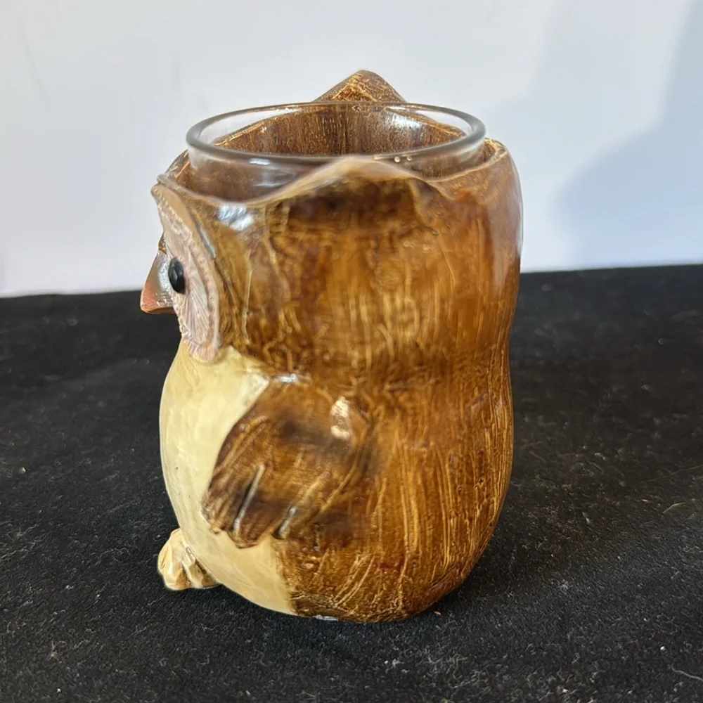 Yankee Candle Owl Votive Holder 2011 Wood Rustic 3 Inch
